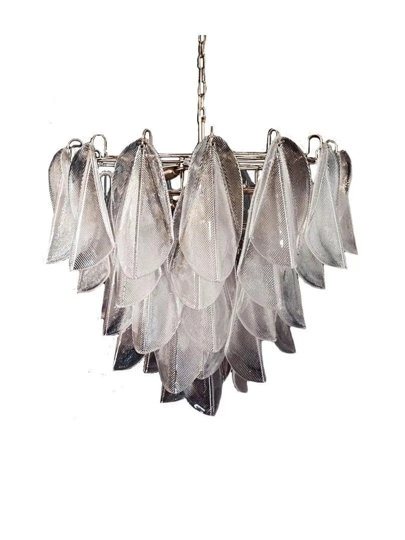 Murano-Style Chandelier – Rondini – 57 glass leaves – Transparent