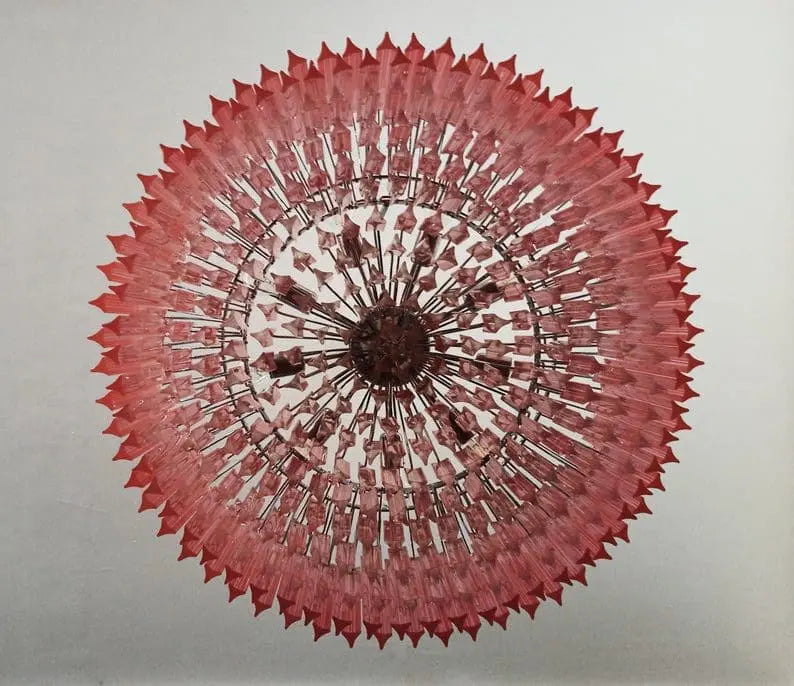 Murano-Style Chandelier – Triedri – 391 prisms – Pink