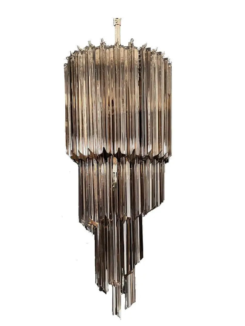 Murano-Style Chandelier – Spiral – 54 prisms – Smoked
