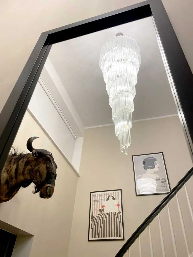 Murano-Style Chandelier – Spiral – 215 prisms – Transparent