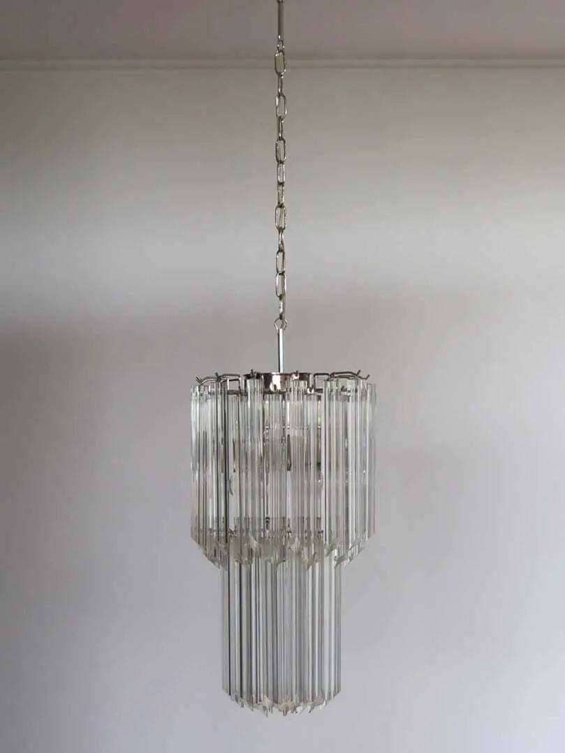 Murano-Style Chandelier – Quadriedri – 46 prisms – Transparent