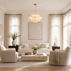 Natural Alabaster 31.5" Round Chandelier
