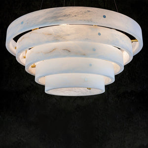 Alabaster Round Suspension Chandelier 52''