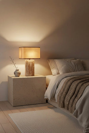 Natural Travertine Table Lamp - view 2 | SamuLighting