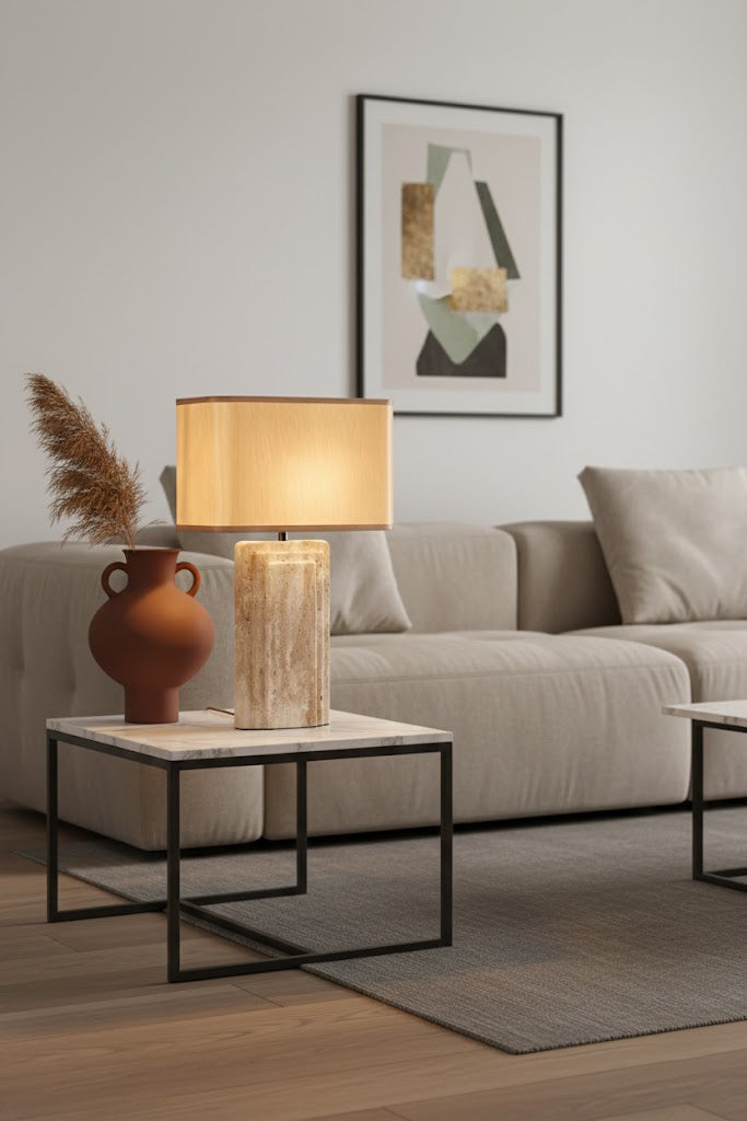 Natural Travertine Table Lamp - view 3 | SamuLighting