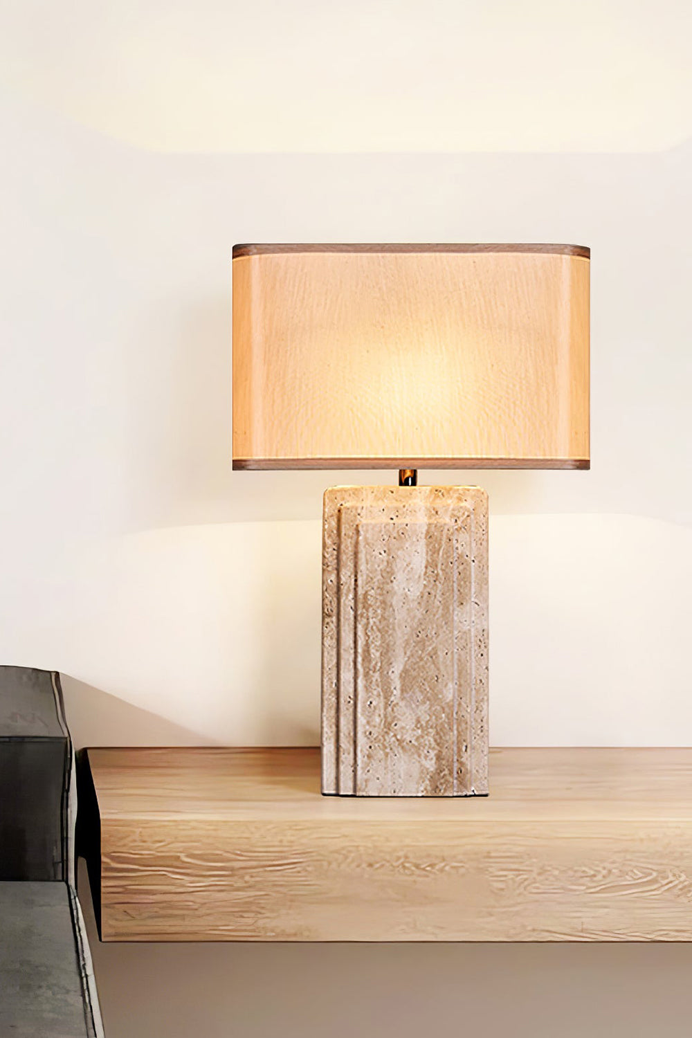 Natural Travertine Table Lamp - view 7 | SamuLighting