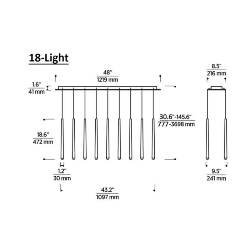 Visual 18-Light Linear Chandelier 48" - view 5