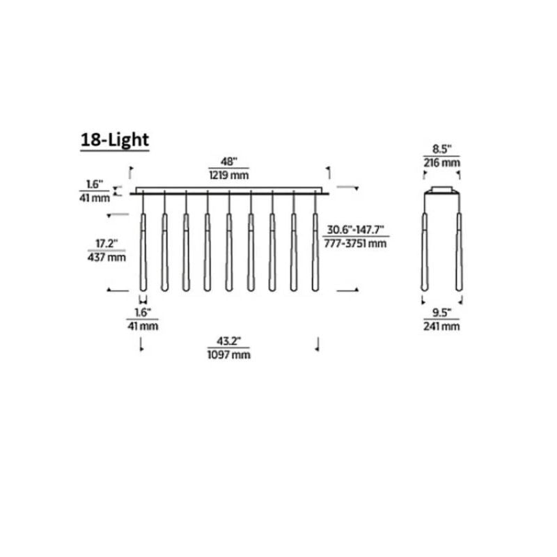 Visual 18-Light Linear Crystal Chandelier 48" - view 5