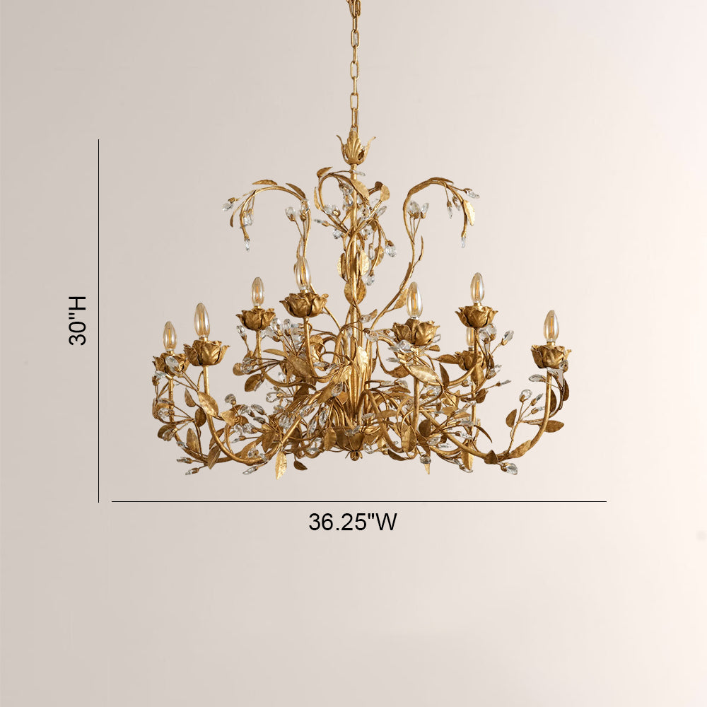 Nora Gilded Floral Crystal Round Chandelier - view 11