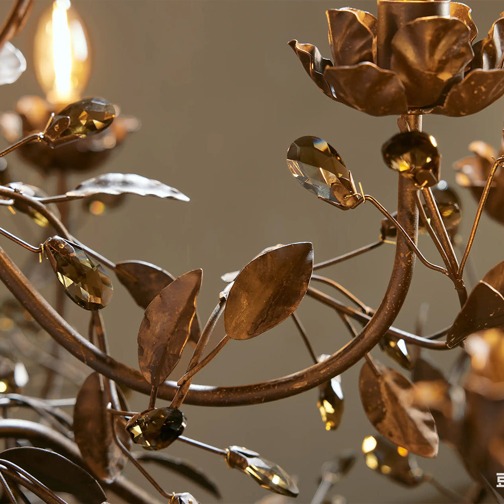 Nora Gilded Floral Crystal Round Chandelier - view 7