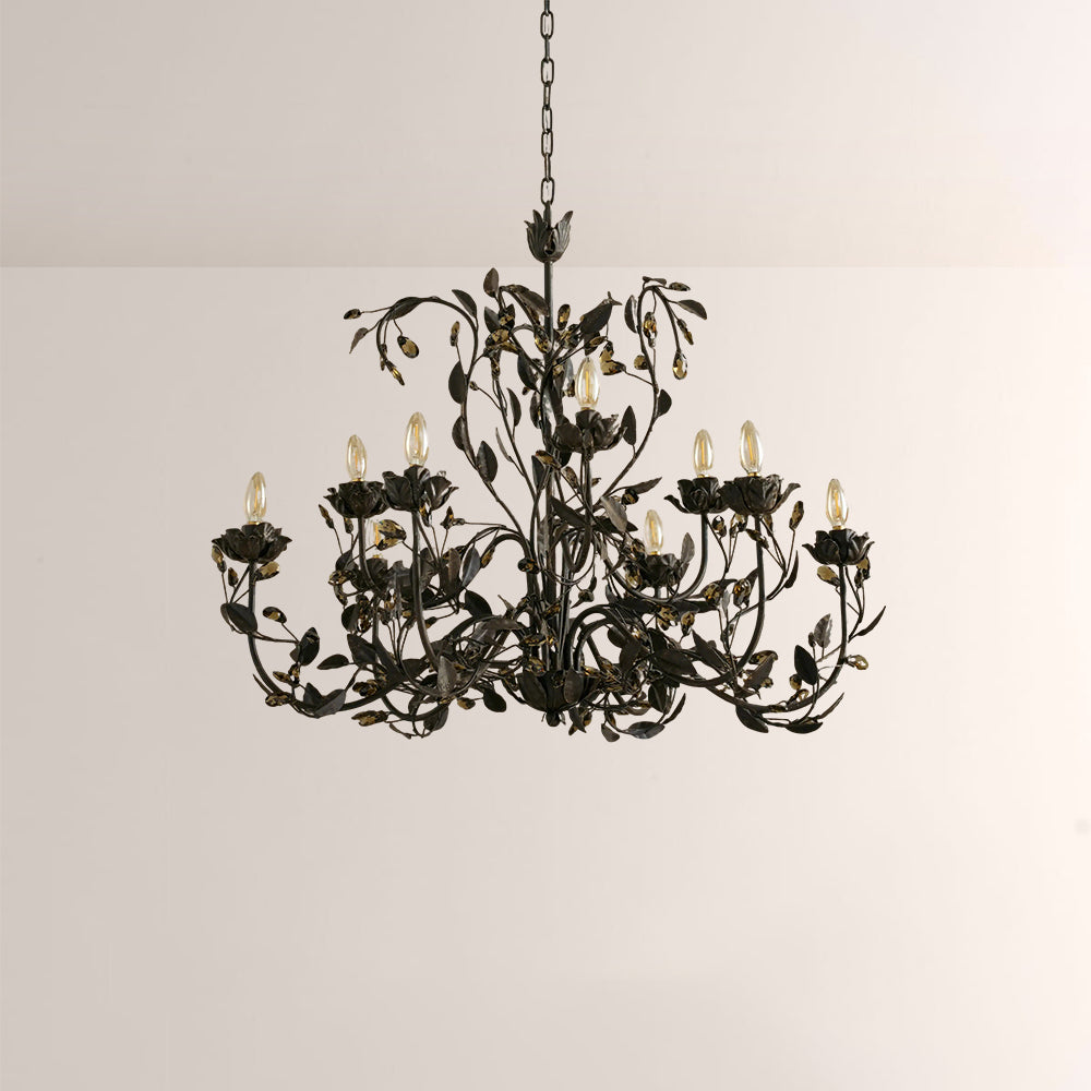 Nora Gilded Floral Crystal Round Chandelier - view 4