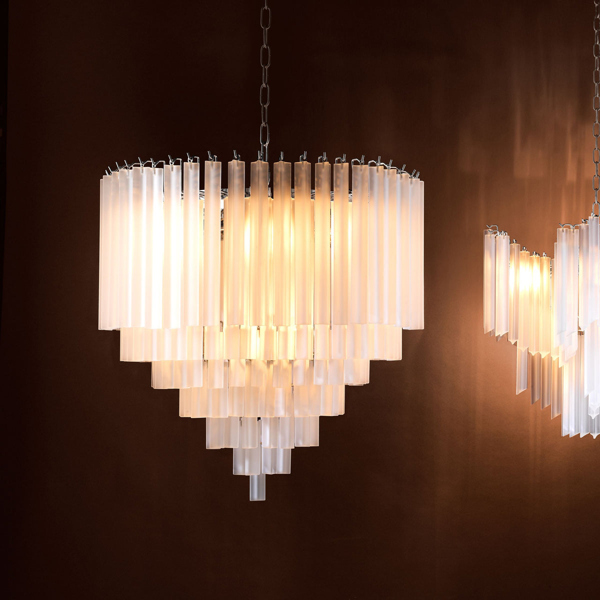 Nova Modern Glass Chandelier - Nickel - view 4