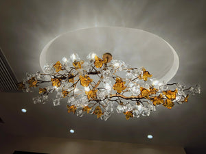 Designer Favorite Brass Branch Chandelier with Artistic Flower Glass for Dining Room Living Room and Kitchen Island - view 16