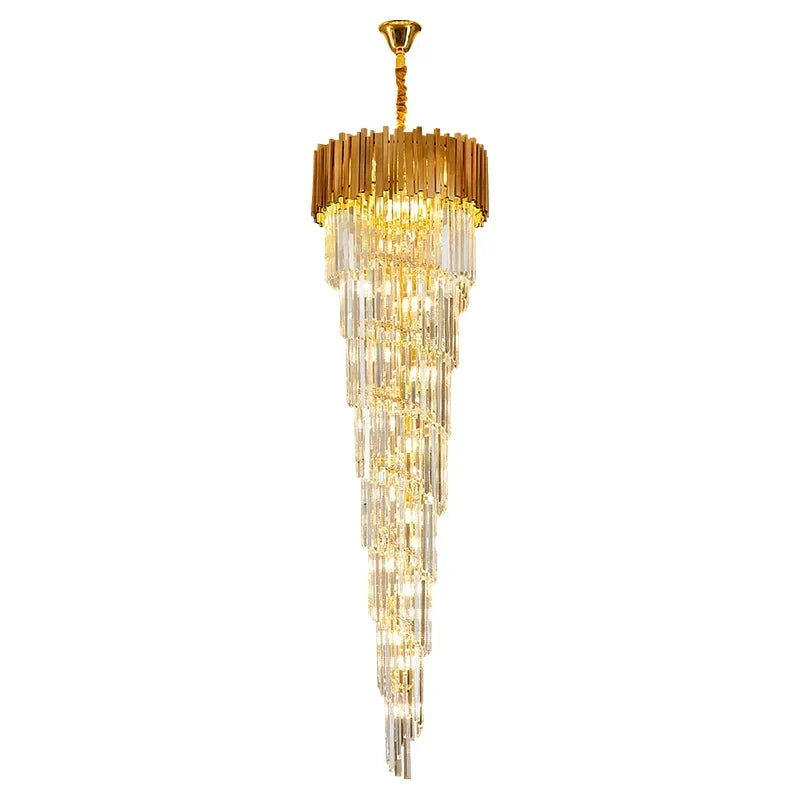 Luxury Gold Spiral Crystal Chandelier for Staircase/Foyer/Entryway - view 8