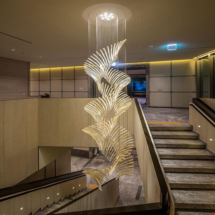 European Style Spiral Glass Chandelier for Staircase/Foyer/Hotel/Villa - view 2