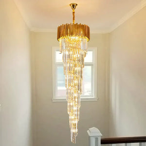 Luxury Gold Spiral Crystal Chandelier for Staircase/Foyer/Entryway - view 2