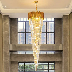 Luxury Gold Spiral Crystal Chandelier for Staircase/Foyer/Entryway - view 4