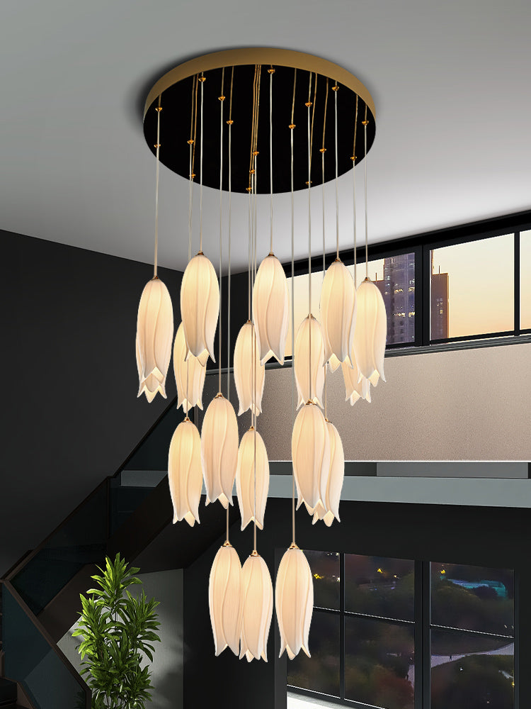 Elegant Flower Chandelier For Foyer/ Staircase - view 3