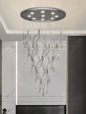 Modern Light Luxury Multi-layered Openwork Leaf Crystal Chandelier for Living Room/ Staircase/Duplex - view 3