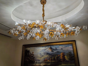 Designer Favorite Brass Branch Chandelier with Artistic Flower Glass for Dining Room Living Room and Kitchen Island - view 15