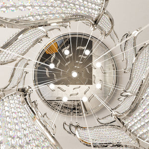 Modern Light Luxury Multi-layered Openwork Leaf Crystal Chandelier for Living Room/ Staircase/Duplex - view 4
