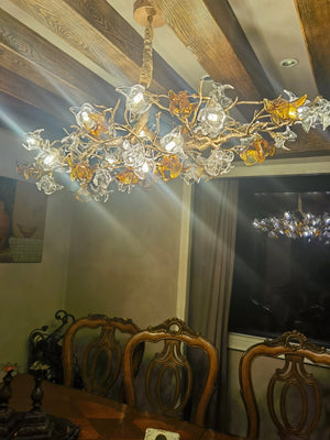 Designer Favorite Brass Branch Chandelier with Artistic Flower Glass for Dining Room Living Room and Kitchen Island - view 14