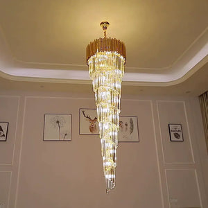 Luxury Gold Spiral Crystal Chandelier for Staircase/Foyer/Entryway - view 5