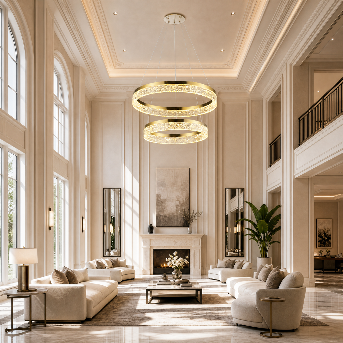 Ocean Star Modern Sculptural Pendant Light, crystal in brushed champagne - view 2