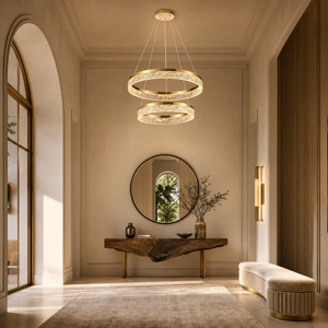 Ocean Star Modern Sculptural Pendant Light, crystal in brushed champagne - view 5