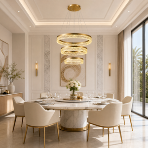 Ocean Star Modern Sculptural Ring Chandelier, crystal in brushed champagne - view 3