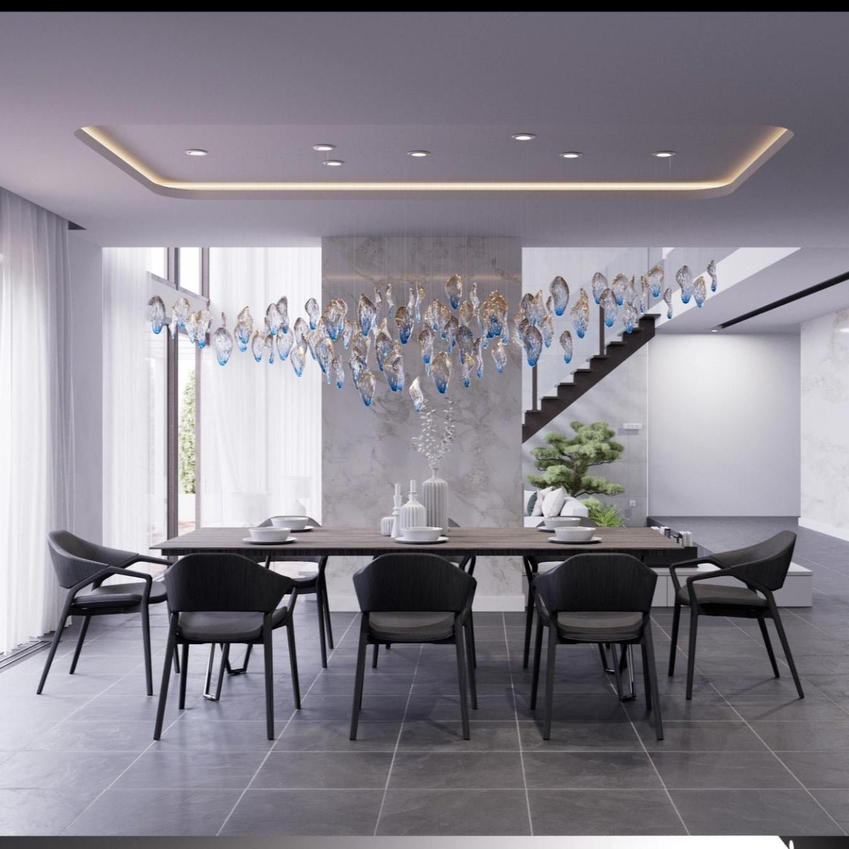Galaxy Ocean Drift Blown Glass Crystal Spiral Chandelier - view 2