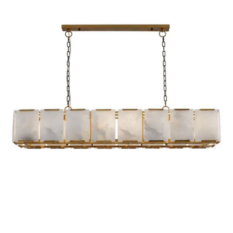 Ole Rectangle Chandelier Alabaster, rectangular