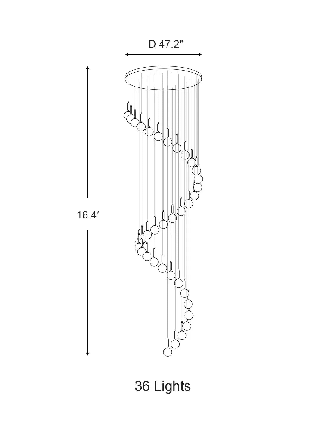 Extra Large Nordic Minimalist Long Pendant Light for Spiral Staircase/High-ceiling Room, chandelier - view 13