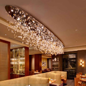 Oval flush mounted bubble chandelier, K9 crystal