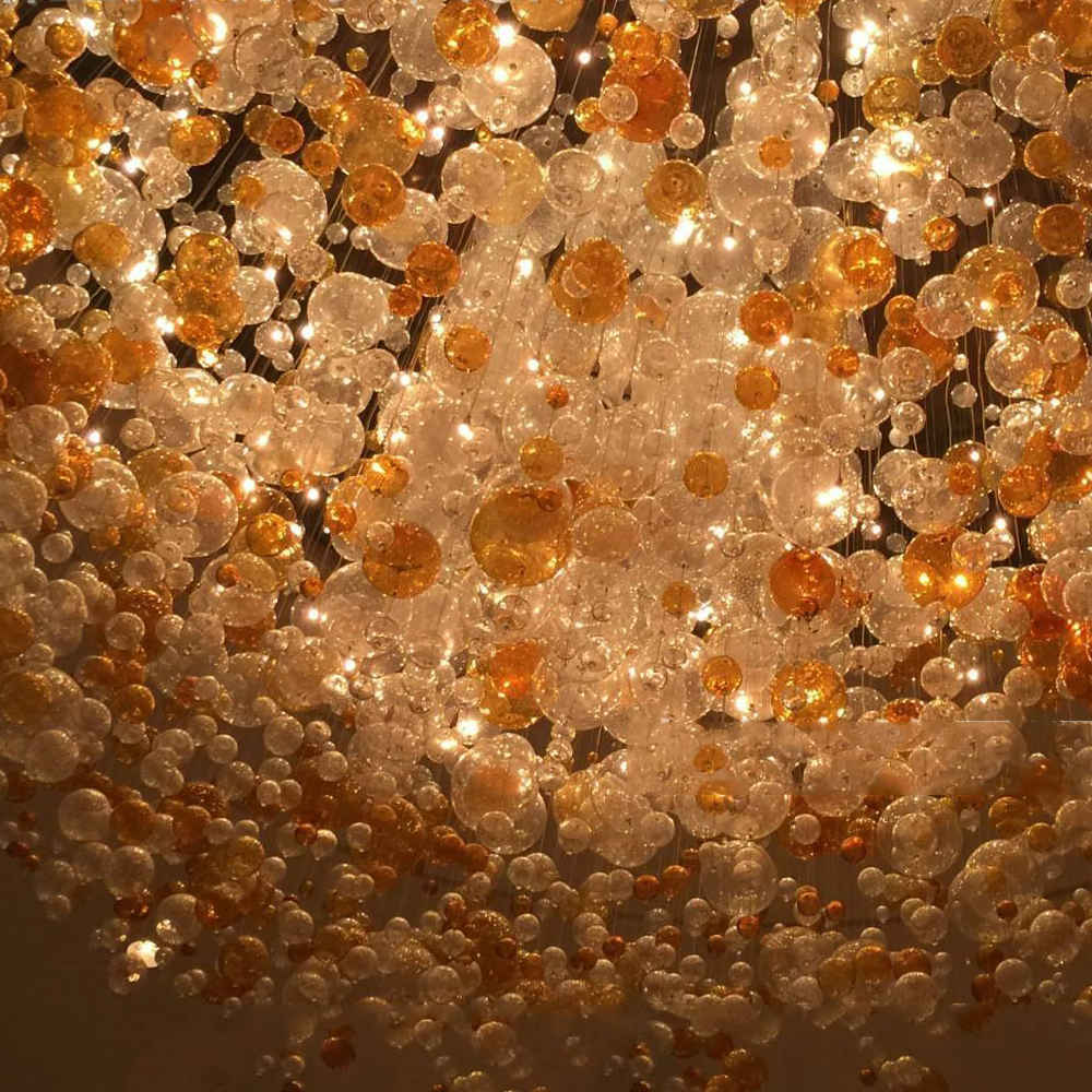 Oval flush mounted bubble chandelier, K9 crystal - view 2