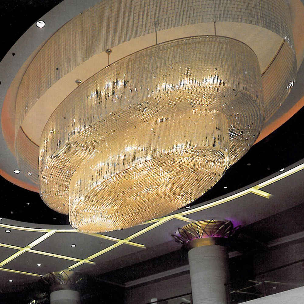 Oval flush mounted crystal chandelier, K9 crystal - view 3