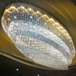 Oval flush mounted crystal chandelier, K9 crystal