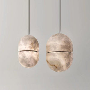 Alabaster Oval Art Pendant Light, chandelier