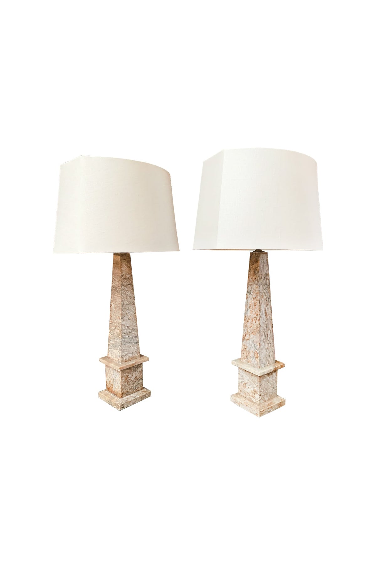 20th Century Marble Obelisk Table Lamps - a Pair | ON HOLD