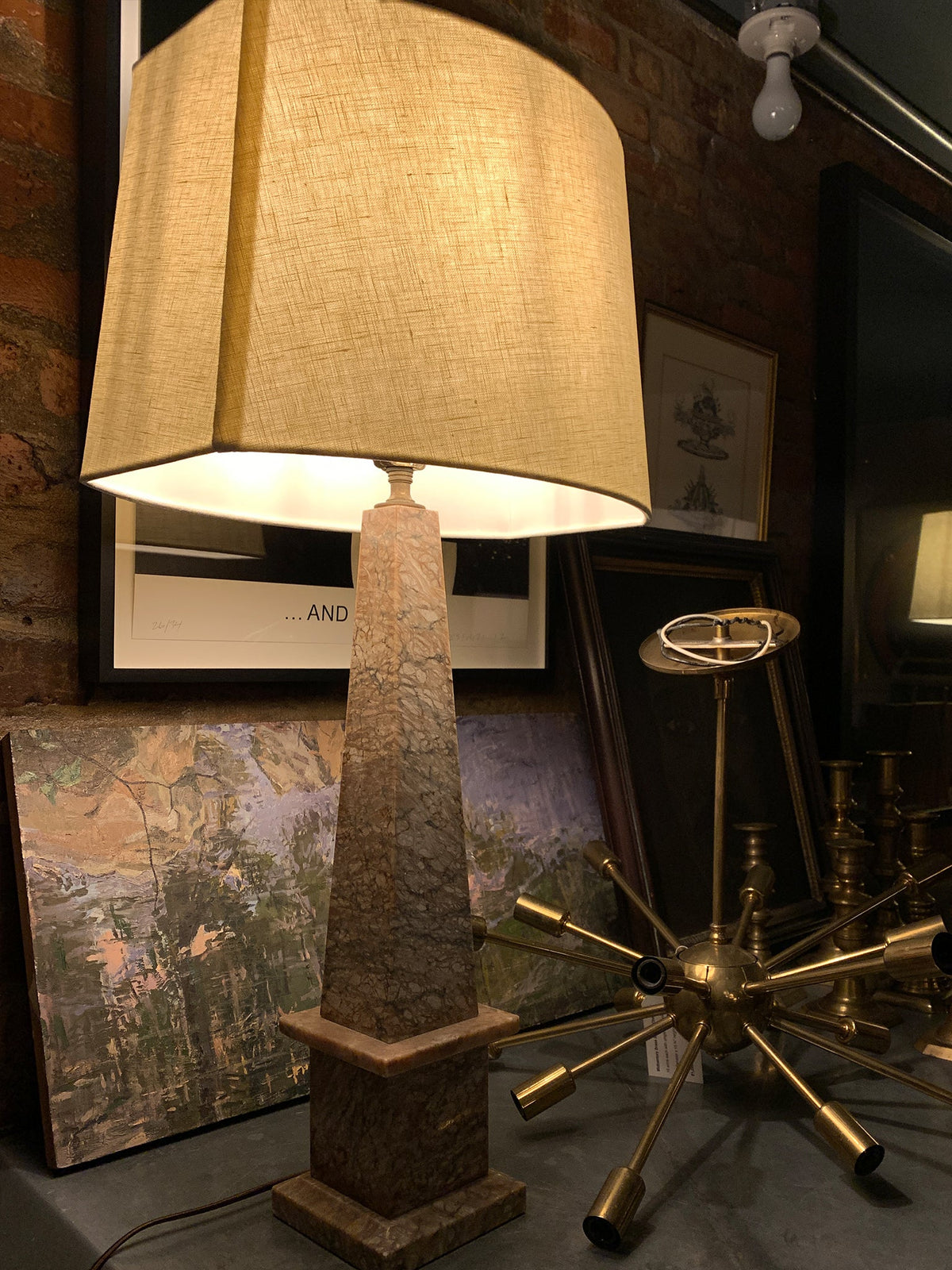 20th Century Marble Obelisk Table Lamps - a Pair | ON HOLD - view 4