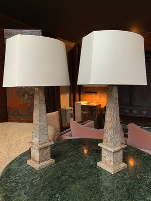20th Century Marble Obelisk Table Lamps - a Pair | ON HOLD - view 2