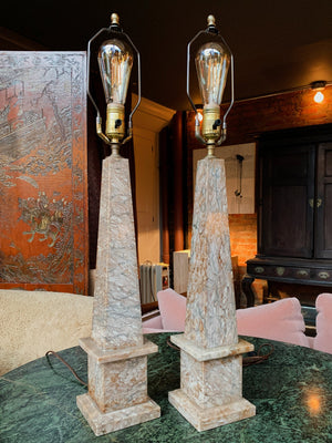 20th Century Marble Obelisk Table Lamps - a Pair | ON HOLD - view 5