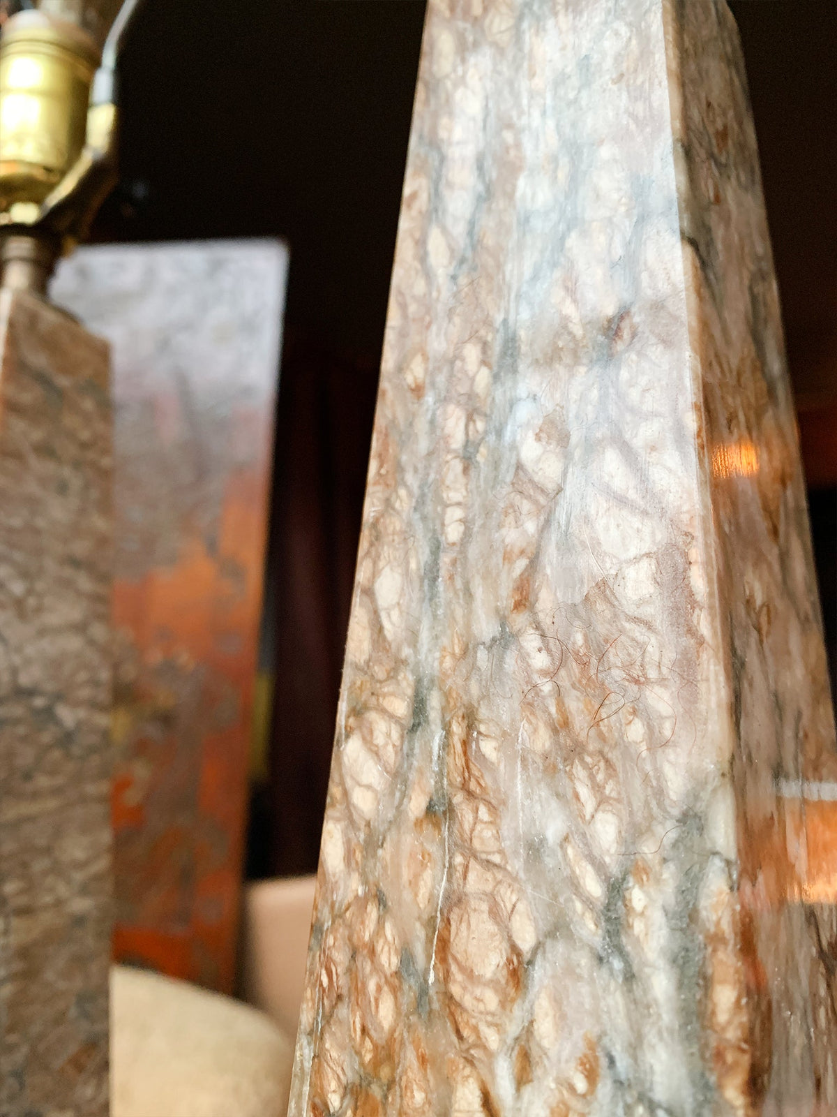 20th Century Marble Obelisk Table Lamps - a Pair | ON HOLD - view 9