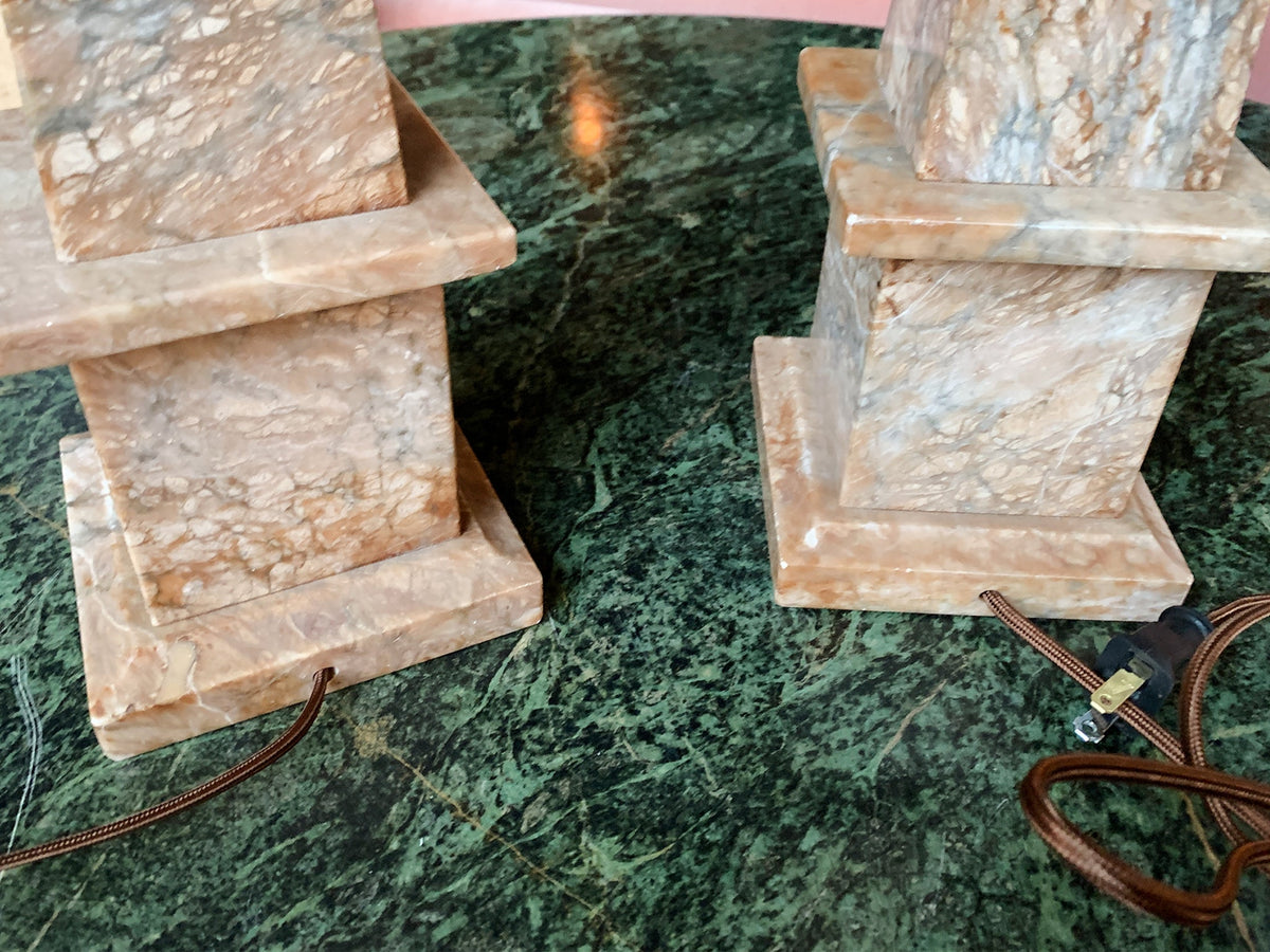 20th Century Marble Obelisk Table Lamps - a Pair | ON HOLD - view 12