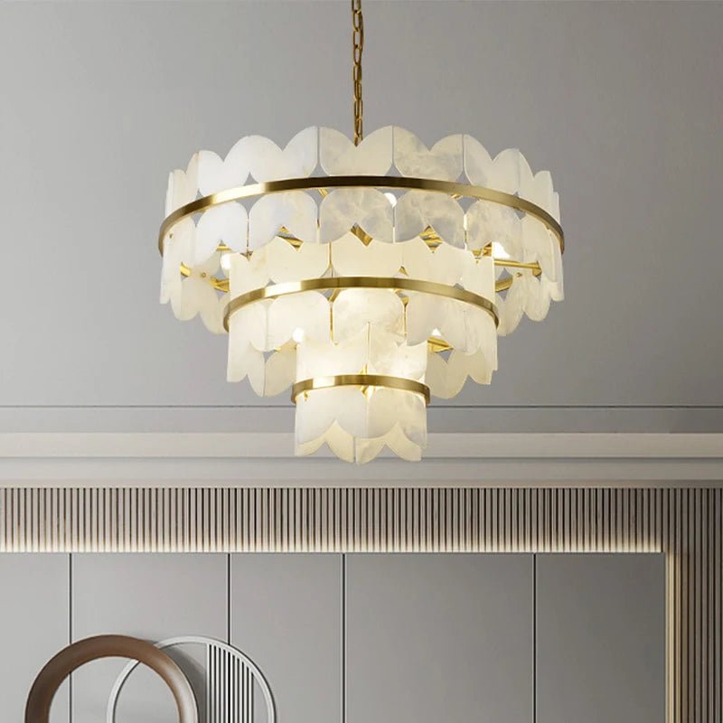 Alabaster Multi-Layer Butterfly Round Chandelier - view 2