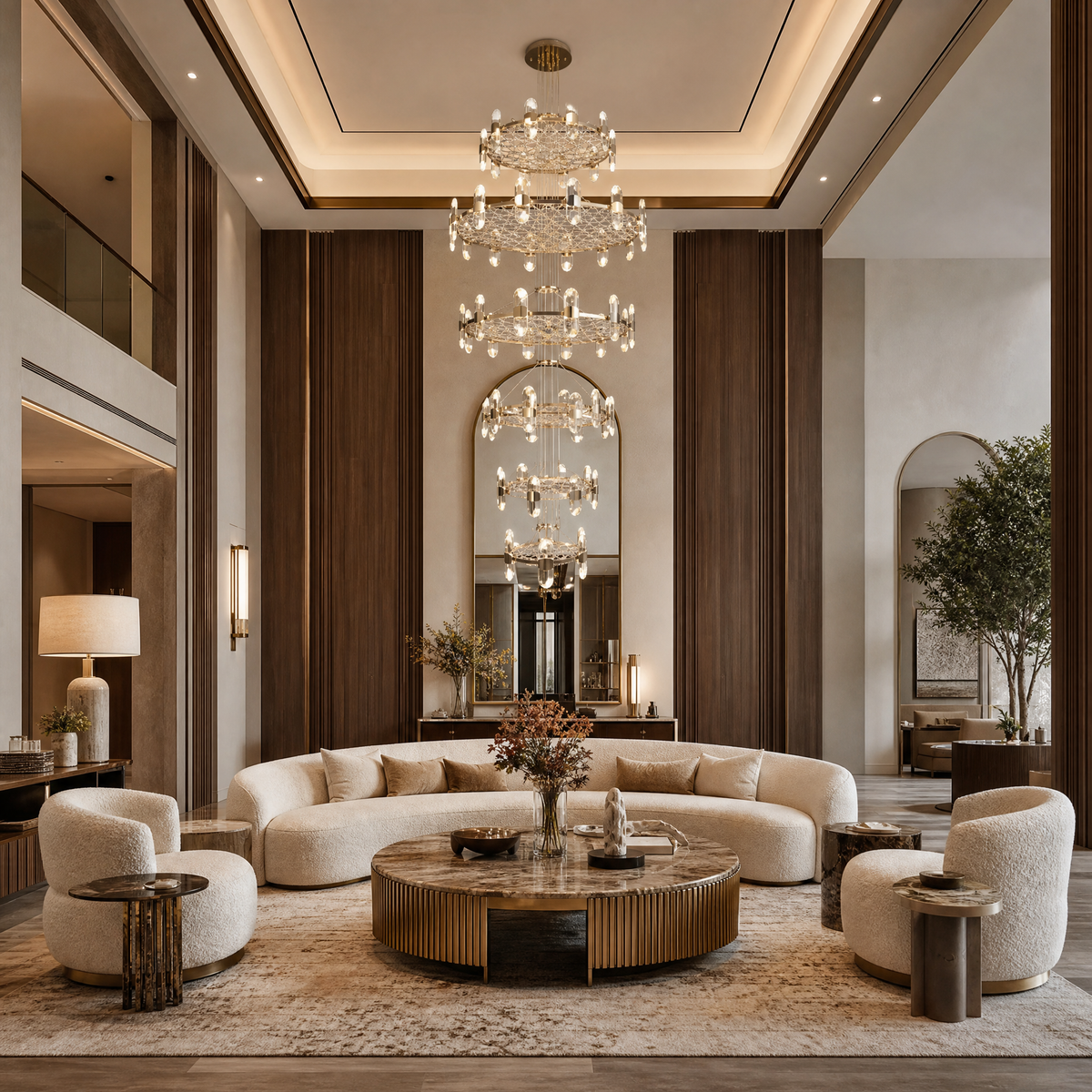 Pearl Net Modern Sculptural Ring Chandelier, K9 crystal - view 6