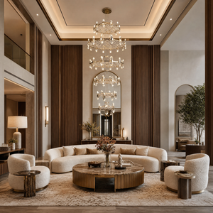 Pearl Net Modern Sculptural Ring Chandelier, K9 crystal - view 6