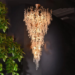 Modern Unique Artistic Flower Brass Branch Semi-flush Mount Chandelier for Living Room/ Hallway/ Entryway/ Staircase - view 2