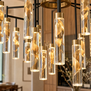 Phoenix Tree Modern Sculptural Ring Chandelier, crystal in light gold + matte black - view 5