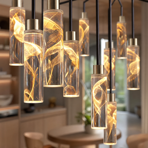 Phoenix Tree Modern Sculptural Ring Chandelier, crystal in light gold + matte black - view 4